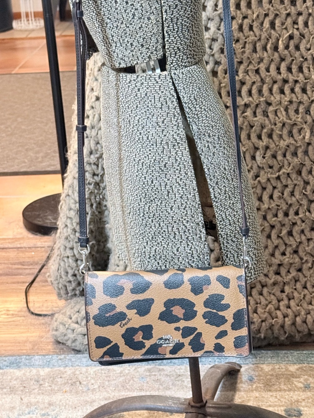 Coach Anna Foldover Clutch Crossbody in Leopard Print Crossbody